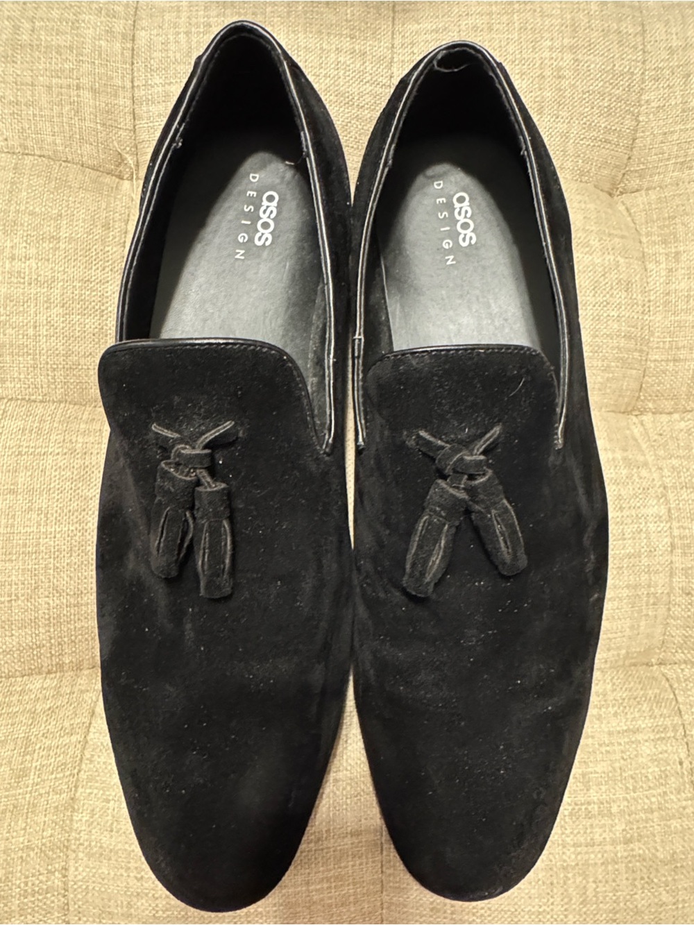 ASOS Black Velvet Tassel Slip-On Loafers